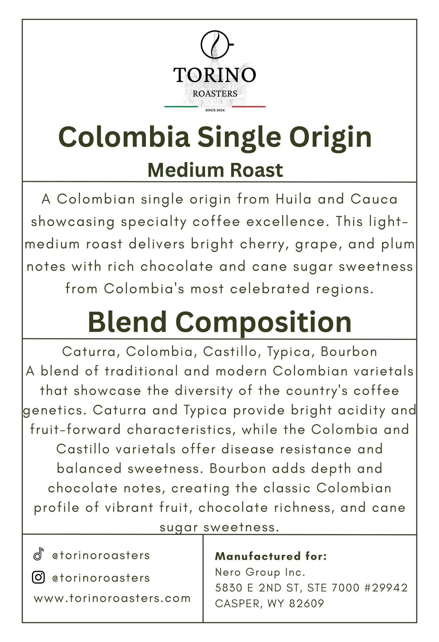 Colombia Single Origin - Medium Roast