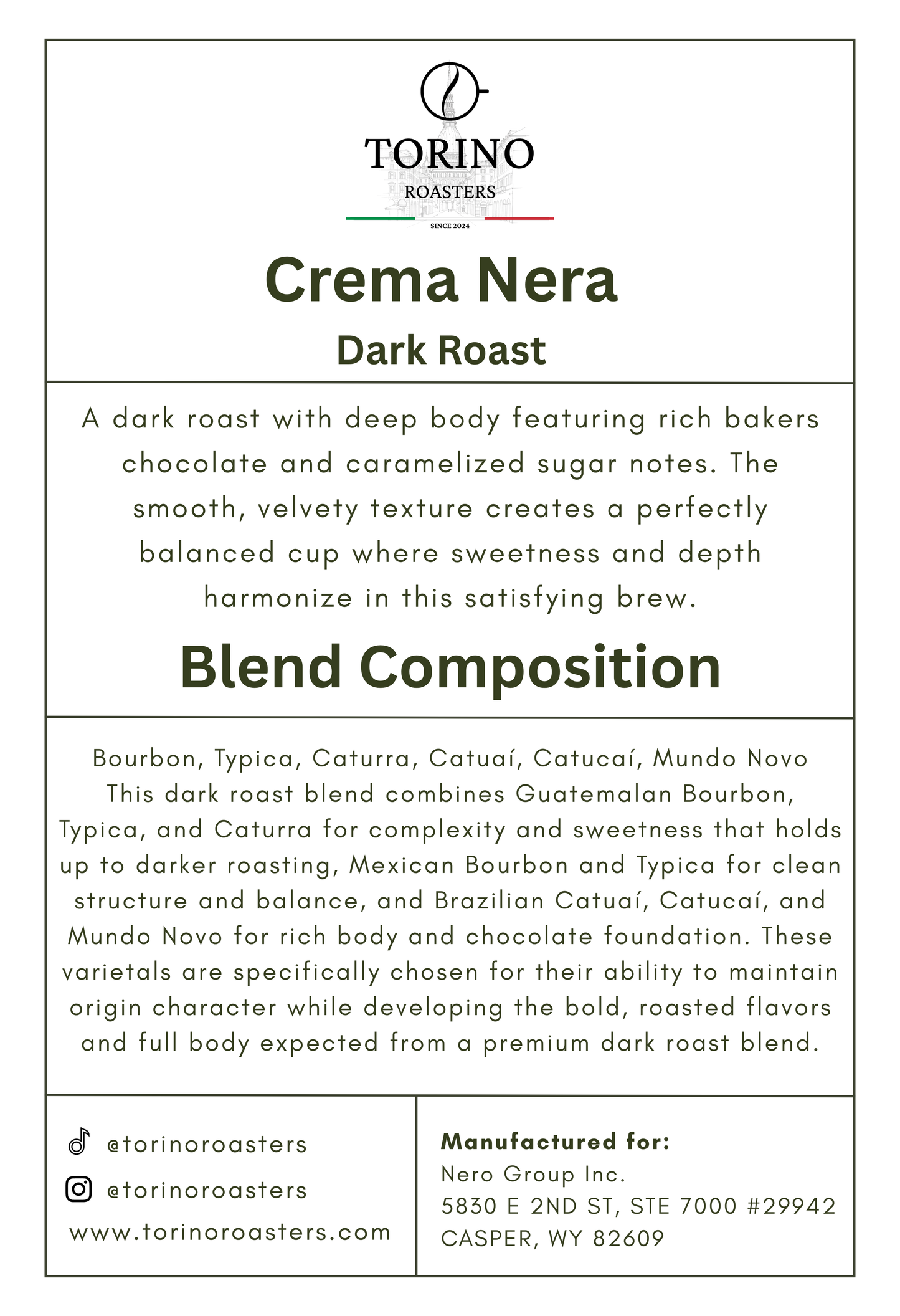 Crema Nera - Dark Roast
