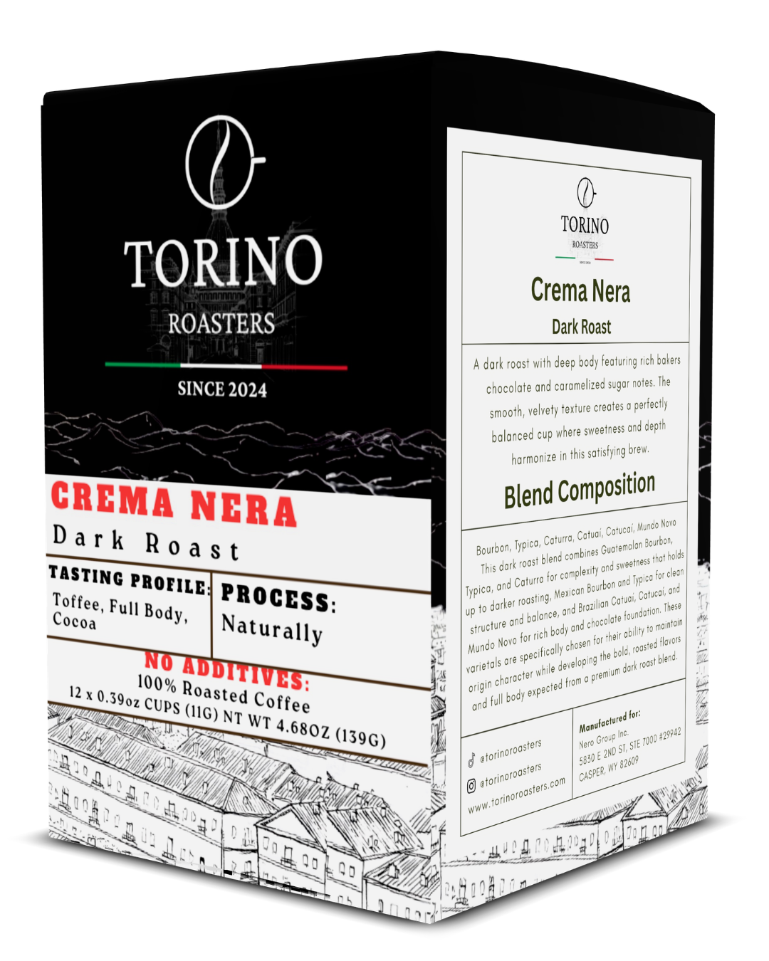 Crema Nera 12x0.39oz Cups (11 g) NT WT 4.68 oz ( 138 g )